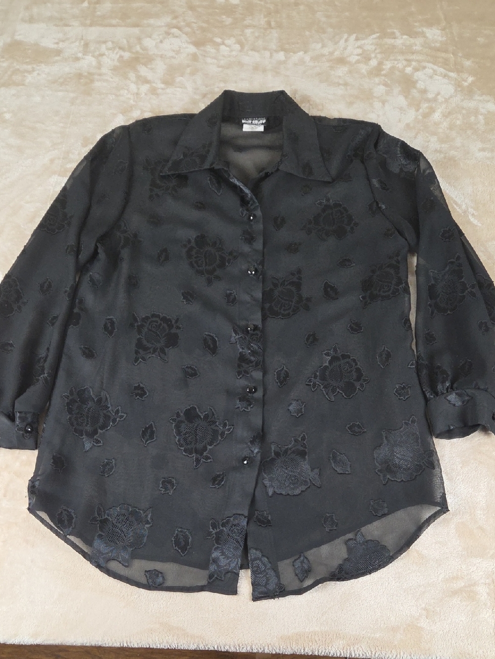 Hot Stuff Black Floral Jacquard Blouse
